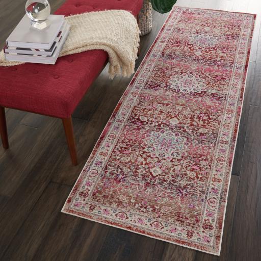 Nourison Vintage Kashan VKA01 Hall Rug Traditional Hallway Runner for Hallways Bedroom Living Room Oriental Classic in Red