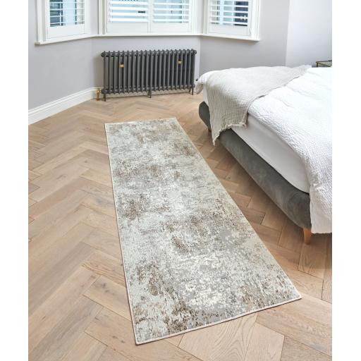 Rossa ROS03 Modern Abstract Hallway Runnner Rug in Beige Stone 80x240 cm (2'8''x7'10'')