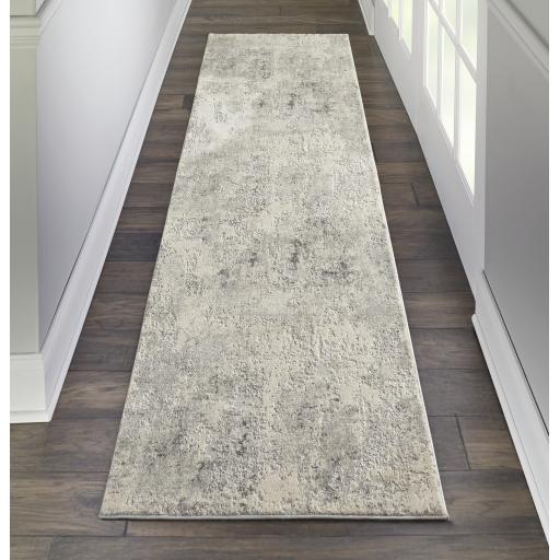 Rustic Textures RUS07 Modern Abstract Hallway Runner in Grey Beige