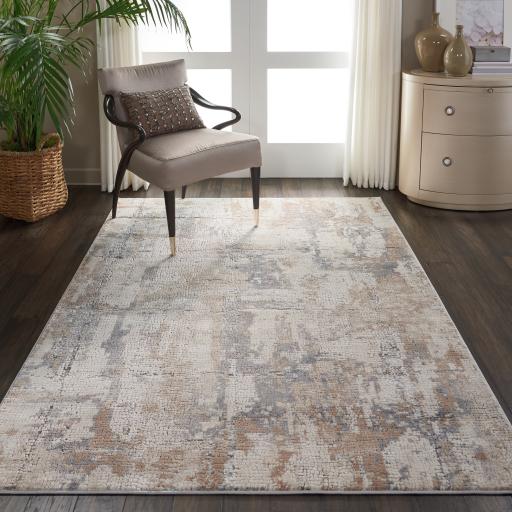 Rustic Textures RUS06 Modern Abstract Rug in Beige Grey