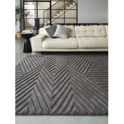 Hague Modern Hand Made Wool Rug in Charcoal