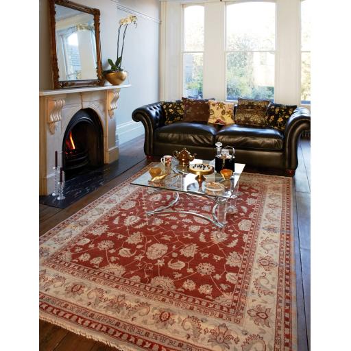 Chobi Traditional Bordered Persian Wool Rug in Rust 130x190 cm