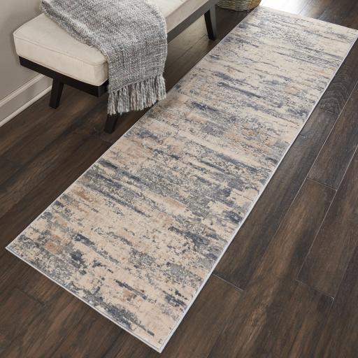 Rustic Textures RUS04 Modern Abstract Hallway Runner in Beige Grey