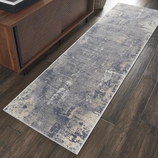 Rustic Textures RUS06 Modern Abstract Hallway Runner in Grey Beige