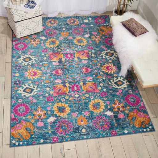 Nourison Passion PSN01 Floral Persian Rug in Denim