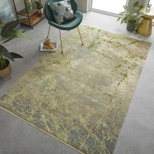 Emerald EMR101 Rug Modern Abstract Silky Rug in Mustard