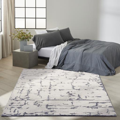 Calvin Klein Rugs Sculptural CK009 Luxurious Hand Tufted Wool Modern Blue, Grey Ivory Rug