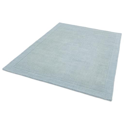 York 100% Wool Rug Hand Made Modern Plain Bordered Rug in Duck Egg