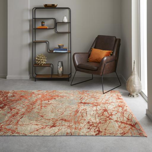 Emerald EMR101 Rug Modern Abstract Silky Rug in Orange