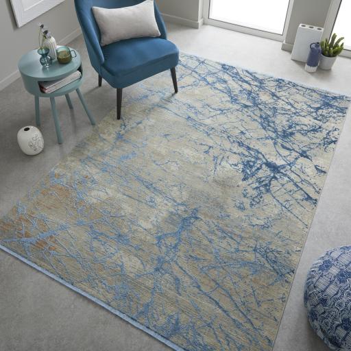 Emerald EMR101 Rug Modern Abstract Silky Rug in Blue