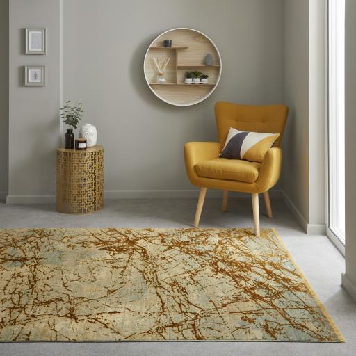 Emerald EMR101 Rug Modern Abstract Silky Rug in Yellow