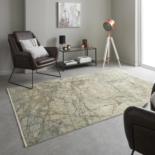 Emerald EMR101 Rug Modern Abstract Silky Rug in Cumin Beige