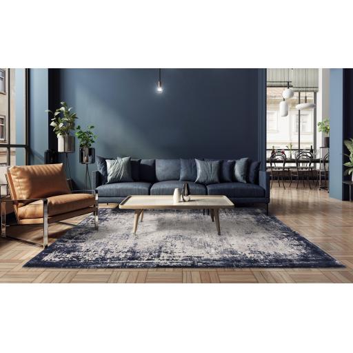 Kuza Border Abstract Modern Distressed Soft Velvety Silky Rug