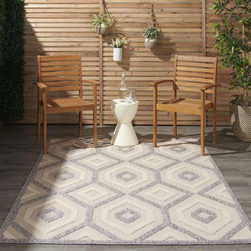 Outdoor Indoor Rug by Cozumel Nourison CZM02 Geometric 3D Modern Cream Rug