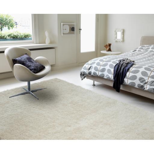 Payton Shaggy Rug Soft Fluffy Living Room Bedroom Silky Shimmer Beige Rug