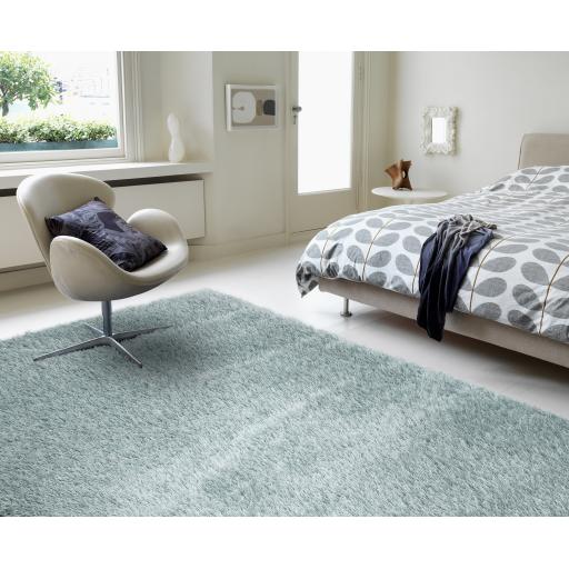 Payton Shaggy Rug Soft Fluffy Living Room Bedroom Silky Shimmer Duck Egg Rug