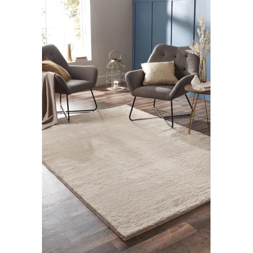 Origins Washable Faux Fur Modern Plain Natural Non-Slip Rug