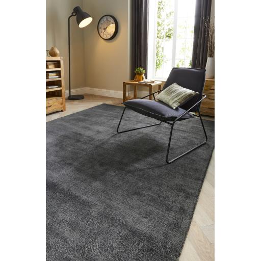 Origins Reef Modern Plain Quality Rug in Dark Grey