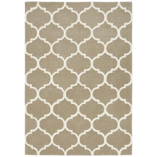 Albany Ogee Traditional Morroccan Trellis Design Hand Tufted Wool Rug in Camel