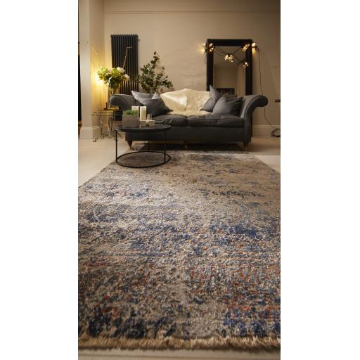 Origins Arabesque Traditional Abstract Fingered Silky Rug in Multi