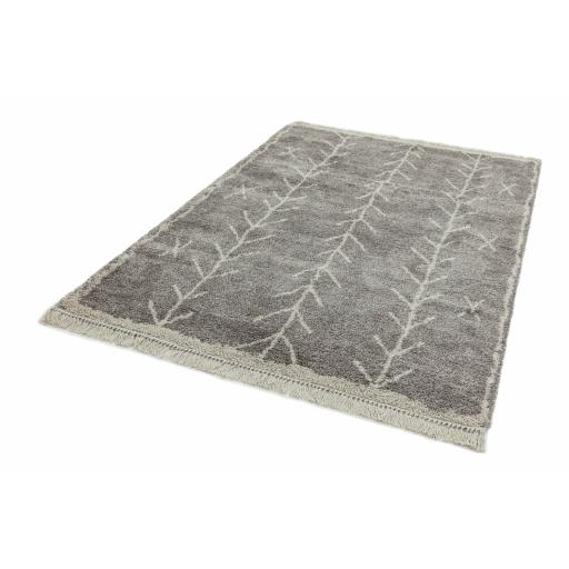 Rocco Moroccan Tribal Berber Arrow Soft Shaggy Rug in Cream, Grey