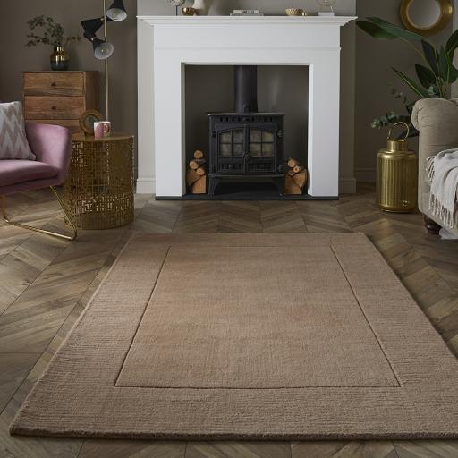 Esme Wool Bordered Plain Rug for Living Room Bedroom Soft Vibrant Colours Hand Carved Rug