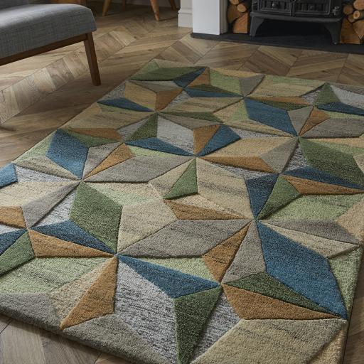 Lilianna Mayfair Wool Rug Soft 3D Embossed Geometric Hand Tufted Soft High Quality Multicoloured Rug