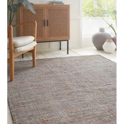 Gabrielle Basketweave Wool Hand Woven Rug by Clarke & Clarke in Kingfisher Multi