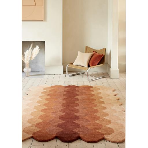 Hive Rug Modern Soft 100% Wool Hand Tufted Elegant Geometric  Gradient Effect Rug in Rust