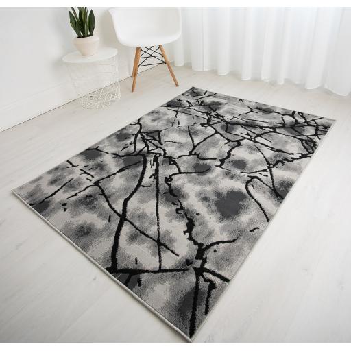 Balletto 19NA Rug Modern Abstract Living Room Bedroom Soft Rugs in Beige Black Ochre Colours