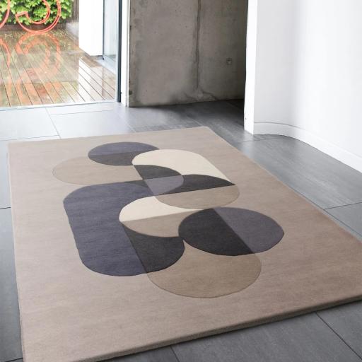 Matrix Statement MAX92 Modern Retro Geometric Hand Tufted Rug in Light Grey Blue