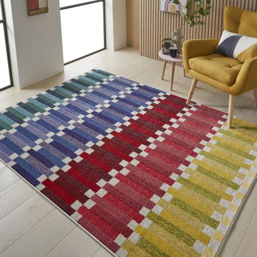 Carnaval CAR108 Vibrant Multi Colours Modern Geometric Rug