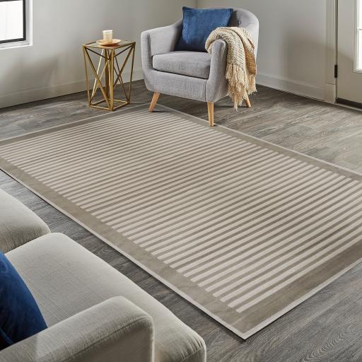 Belgrade Striped Border Natural Rug by Origins