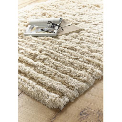 Origins Carved Glamour Natural Shaggy Rug 80 x 150 cm