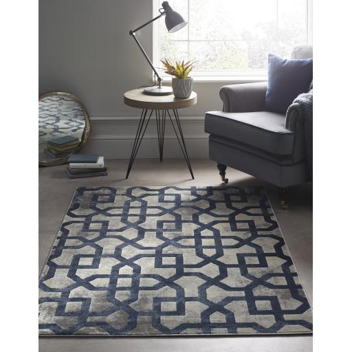 Origins Avanti Geometric Modern Classic Moroccan Soft Silky Rug in Grey/Blue