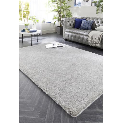 Washable My Lux Shaggy Soft Fluffy Anti-Slip Machine Washable Rug in Silver