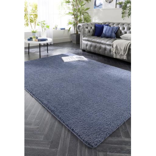 Washable My Lux Shaggy Soft Fluffy Anti-Slip Machine Washable Rug in Smoke Blue