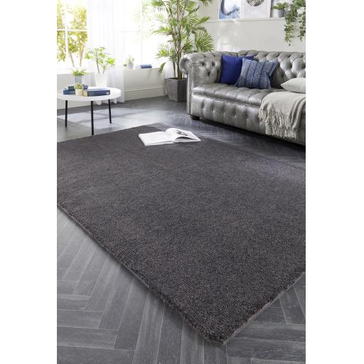 Washable My Lux Shaggy Soft Fluffy Anti-Slip Machine Washable Rug in Charcoal Grey