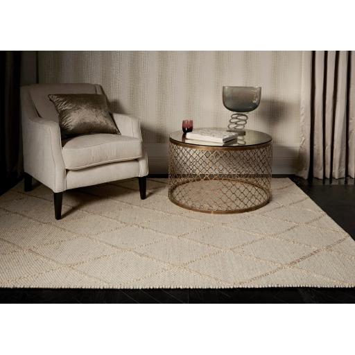 Katherine Carnaby Coast Diamond Wool and Viscose High Quality Hand Woven CD02 Cream Rug