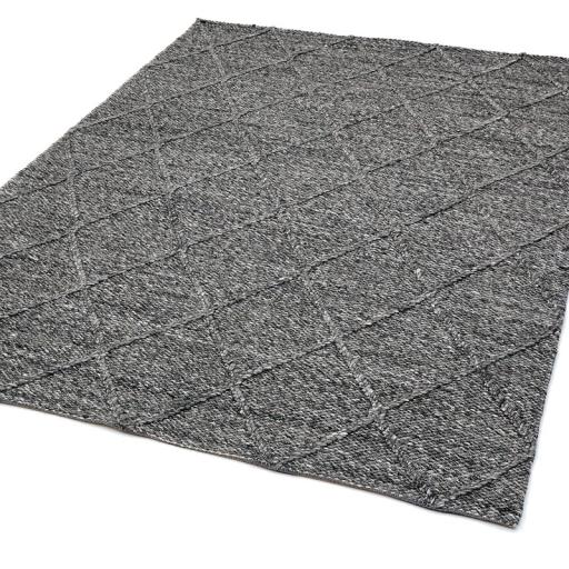 Katherine Carnaby Coast Diamond Wool and Viscose High Quality Hand Woven CD0 Charcoal Grey Rug