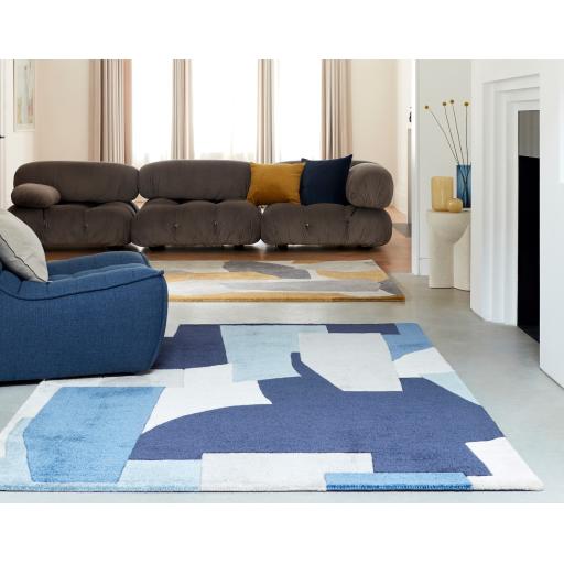 Romy 11 Element Modern Hand-Tufted Rug in Blue