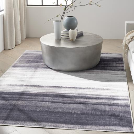 Calvin Klein LDR01 CK031 Launder Washable Flatweave Rug in Ivory Black