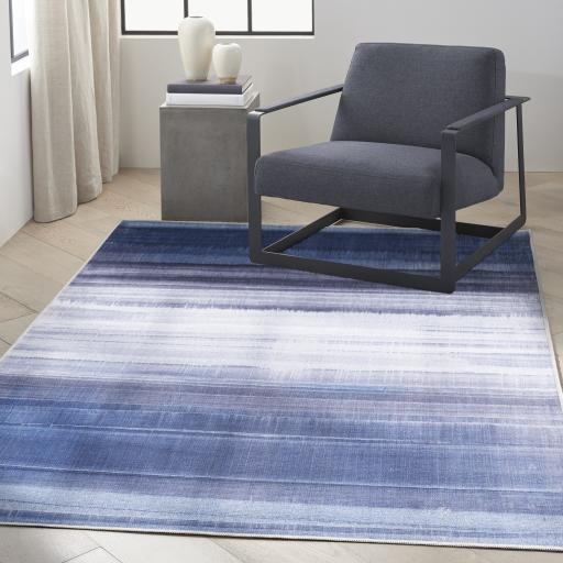 Calvin Klein LDR01 CK031 Launder Washable Flatweave Rug in Navy Blue