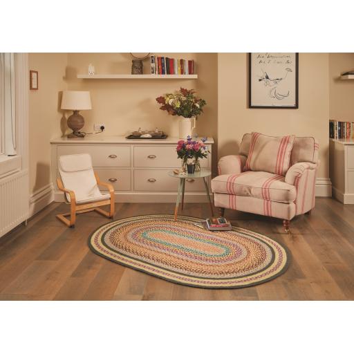 Origins Jute Extra Colourful Oval Rug in Natural Multi 160x230 cm (5'3"x7'7")