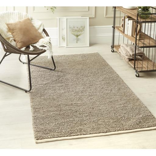 La Playa Hand Woven Pebble Wool Rug in Rustic Beige