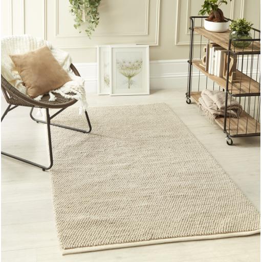 La Playa Hand Woven Pebble Wool Rug in Natural