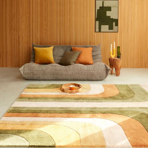 Romy Retro 02 Modern Hand-Tufted Rug in Green