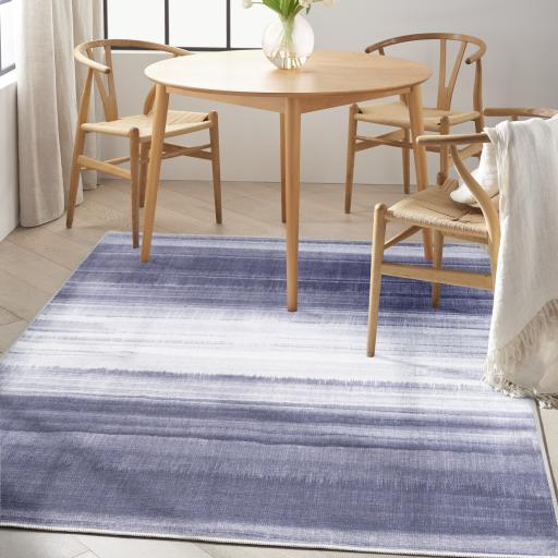 Calvin Klein LDR01 CK031 Launder Washable Flatweave Rug in Grey Blue