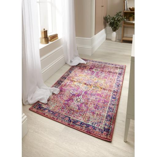 Origins Granada Ruby Traditional Bordered Rug in Red 120 x 170 cm