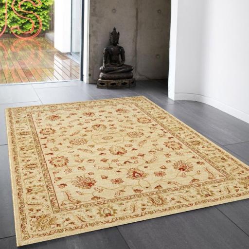 Windsor WIN04 Traditional Classic Persian Flatweave  Rug Hallway Runner in Beige Cream